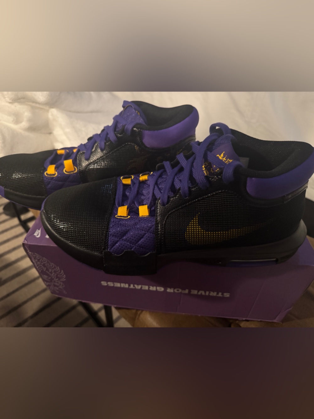 Men’s NIKE Black and Purple with gold accents LEBRON WITNESS VIII
